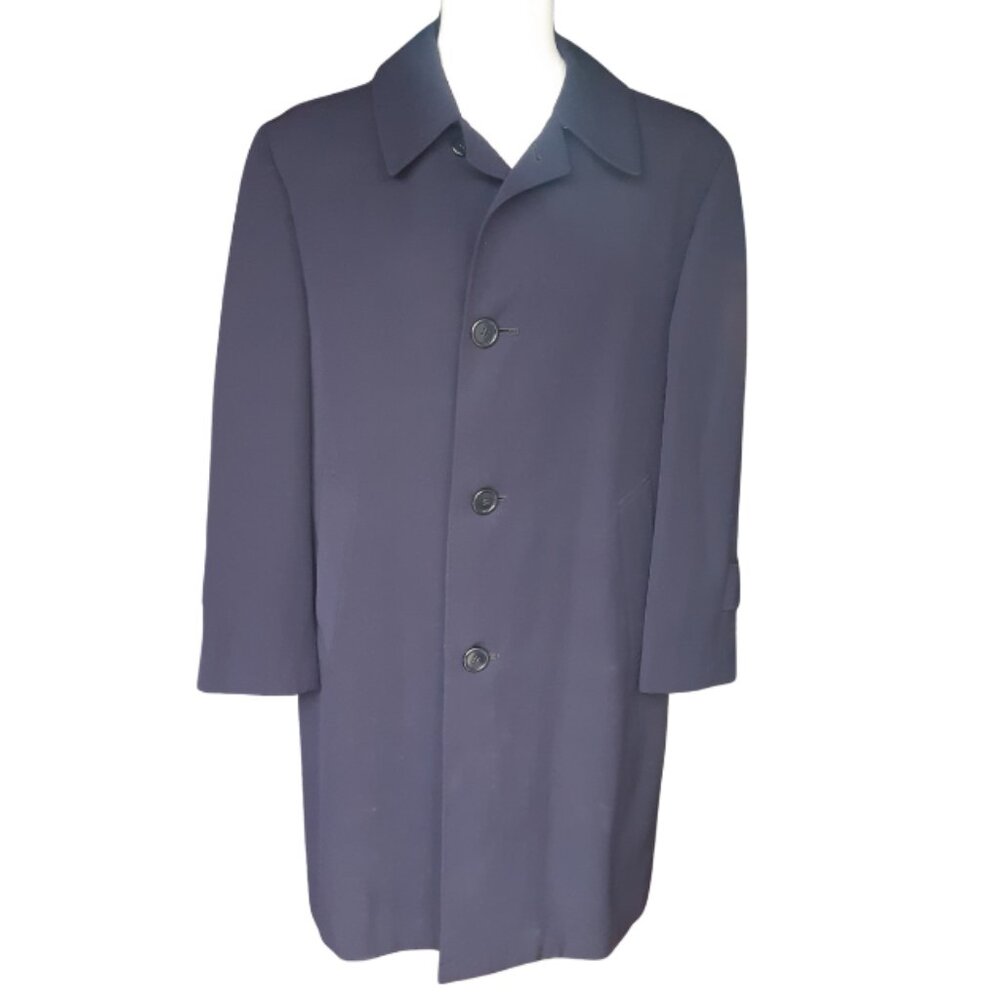 Aquascutum SZ 40S Navy Single Breasted Wool Overcoat from The Briar Shop Toronto